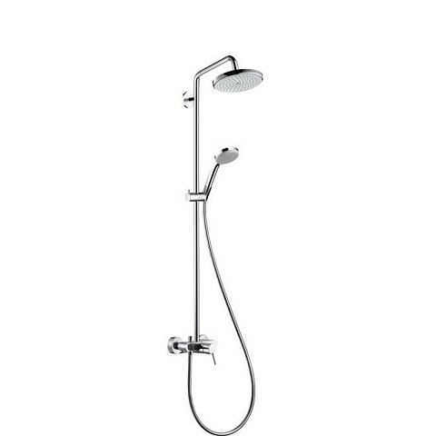 Hansgrohe HG Croma Душевая система Showerpipe: верхний душ 220 1jet, ручной душ, смеситель для душа, штанга для душа, держатель для душа, цвет: хром, 27222000
