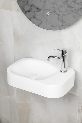 Раковина накладная Boheme COLIBRI Corian 480*320*100 Matt White 902-MW