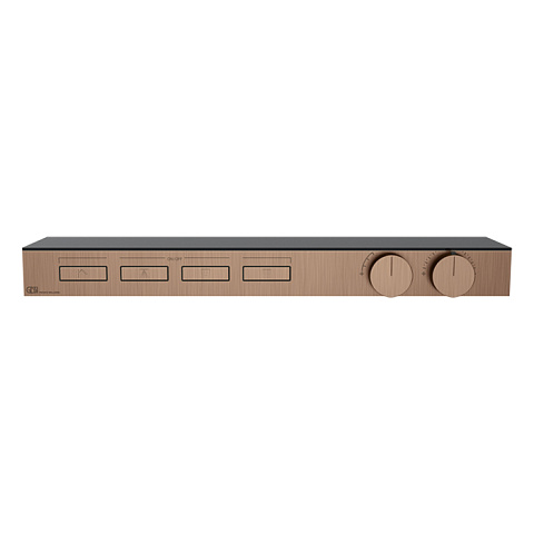 Gessi Hi-Fi Термостат для душа, с вкл. до 4 источников одновременно (внешняя часть), с полкой из черного мат. стекла, цвет: Copper Brushed PVD, 63026#708