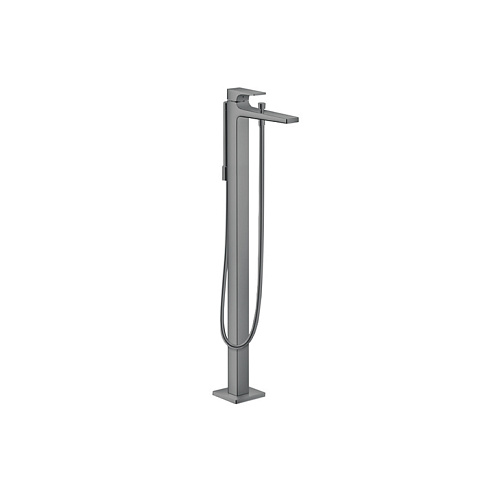 Hansgrohe HG Metropol Смеситель для ванны, на 1 отв, напольный, с ручным душем, излив 235мм, цвет: шлифованный черный хром (без встройки), 32532340