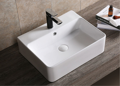 Раковина накладная Ceruttispa, CR0094 (520х420х150) белая, прямоугольная, с ответстием под смеситель