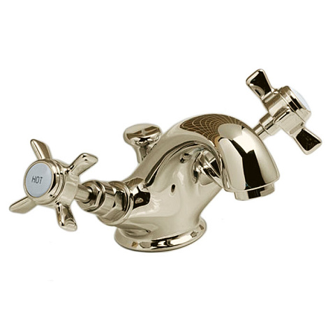 Devon&Devon Devon & Devon Coventry Смеситель для раковины с донным клапаном, жёсткая (трубка) подводка воды (Цвет: светлое золото), MARF24 oro