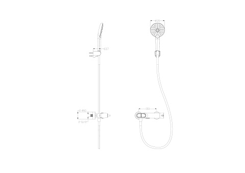 Смеситель для душа с встроенным изливом WONZON & WOGHAND MUSE Corno, Черный матовый WW-A30902-MB