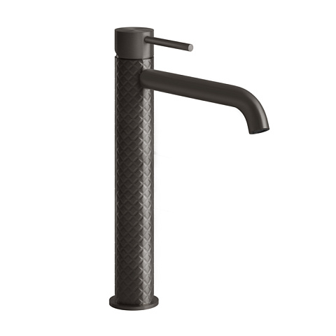 GESSI 316 Смеситель для раковины на 1 отверстие высокий, без донного клапана, h=305мм , излив 123мм, цвет: brushed black metal pvd, 54106#707