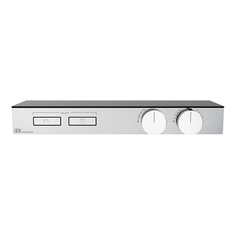 Gessi Hi-Fi Термостат для душа, с вкл. до 2 источников одновременно (внешняя часть), с полкой из черного мат. стекла, цвет: хром, 63022#031