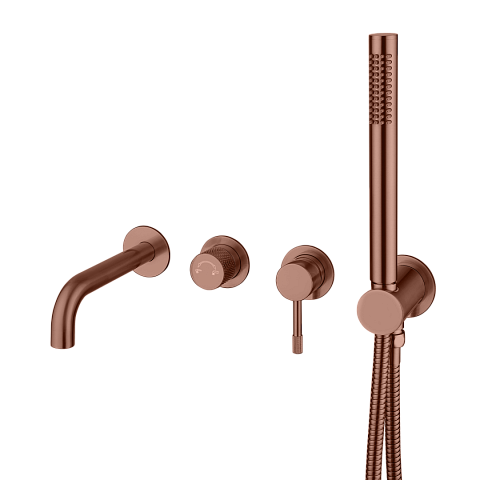 Смеситель встроенный + ручной душ + излив Boheme Uno Brushed Bronze 464-3-BRB