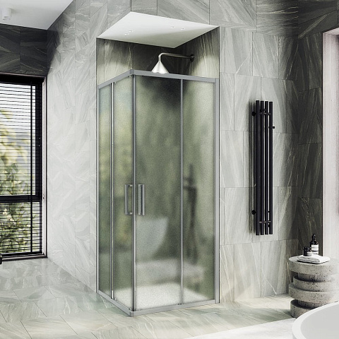 Душевой угол раздвижной MaybahGlass 900×900×1950 Стекло 6 мм Сатин, профиль хром матовый MGY-1327-5