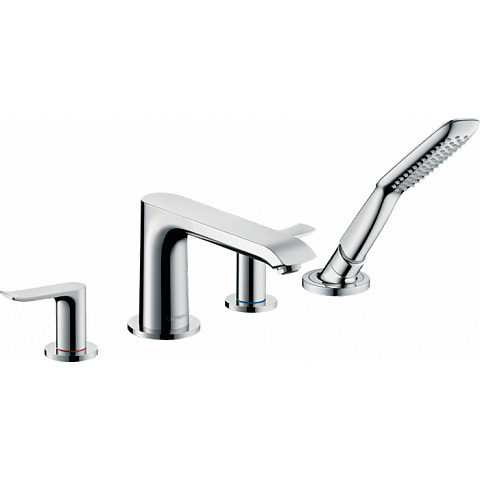 Hansgrohe HG Metris Смеситель на край ванны, на 4 отв., излив 220мм, ручной душ 1jet, цвет: хром, 31442000