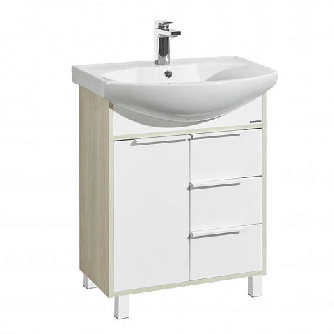 Тумба AQUATON Рико 65 (Белый-Ясень Фабрик)(БЕЗ УМЫВАЛЬНИКА SMILE 65) 1A213301RIB90