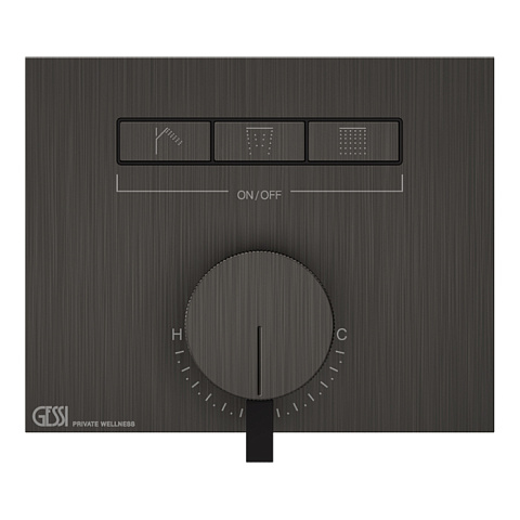 Gessi Hi-Fi Смеситель для душа, с включением до 3 источников одновременно (внешняя часть), цвет: Black Metal Brushed PVD, 63081#707