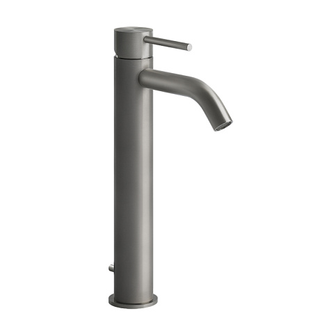 GESSI 316 Смеситель для раковины на 1 отверстие, высокий h=305мм, с донным клапаном, излив 123мм, цвет: steel brushed, 54004#239