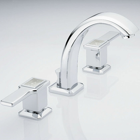 THG METROPOLIS CRISTAL CLAIR A MANETTES Смеситель для раковины на 3 отверстия, с донным клапаном, цвет хром, A2B-A02-151