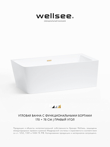 Акционный набор 2 в 1 Wellsee Bromance акриловая ванна пристенная 170x78 с сифоном 23160304R