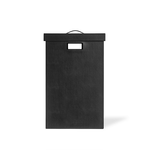 Decor Walther Brownie WB Корзина для белья 38.5x38.5x60.5, с крышкой, цвет: черная кожа, 0924960
