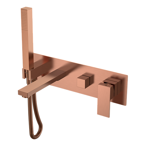 Смеситель для ванны встроенный Boheme Qubic Copper Brushed 474-2-CB