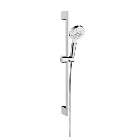 Hansgrohe HG Crometta Vario Unica Душевой набор: штанга 650mm, ручной душ 110, 2jet (Rain, IntenseRain), EcoSmart Green, шланг, цвет: белый/хром, 26555400