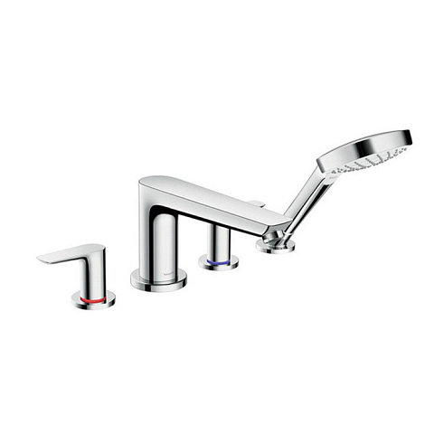Hansgrohe HG Talis E Смеситель на борт ванны, на 4 отв, с ручным душем, излив 196мм, цвет: хром, 71748000