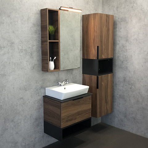 Тумба-умывальник Comforty Штутгарт 60 дуб тёмно-коричневый c раковиной Comforty 9055RA-50 00004151039