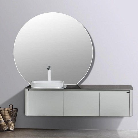 Тумба с раковиной Black&White U915.1600L Blum металлический ящик, керамогранит / раковина (1594x545x400)