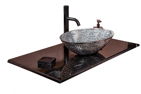 Столешница мрамор 81см Armadi Art Nero Marquina под Консоль и круглую хрусталь и смесак СБОКУ 857-081-NM