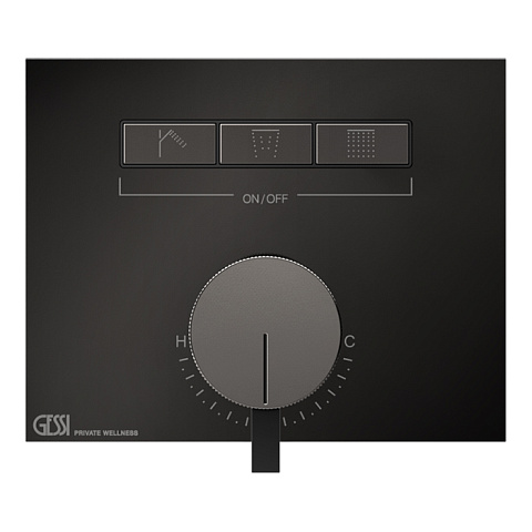 Gessi Hi-Fi Смеситель для душа, с включением до 3 источников одновременно (внешняя часть), цвет: Black Metal PVD, 63081#706