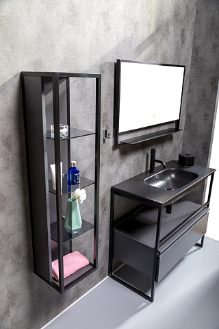 Пенал Armadi Art LOFT высокий антрацит, полки стекло 896-A