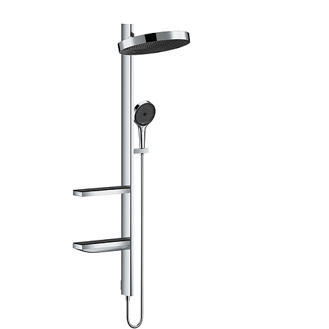 Hansgrohe HG Showerpipe Душевая система 1jet (верхний душ, штанга, ручной душ, полочки), цвет: хром, 26842000