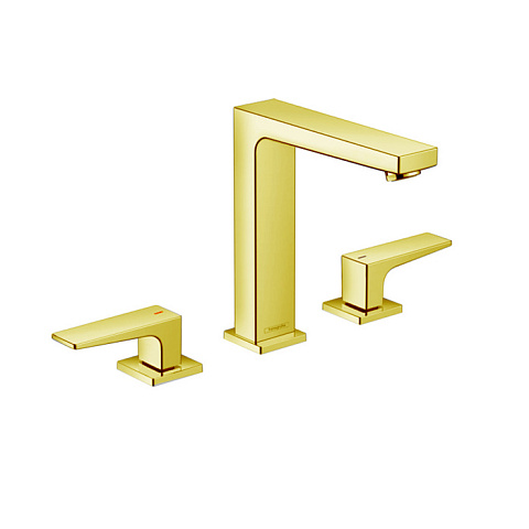 Hansgrohe HG Metropol Смеситель для раковины 160, на 3 отв, с донным клапаном, излив 152мм, цвет: золото, 32515990