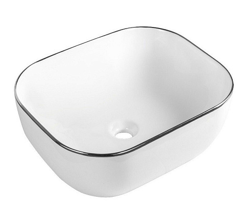Раковина накладная CeramaLux D1302H011 500×400 мм, белый(боковые края хромированные)