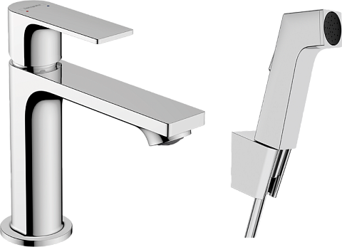 Смеситель Hansgrohe Rebris E для раковины 110, однорычажный, с ручным душем-биде и душевым шлангом 16 72216000