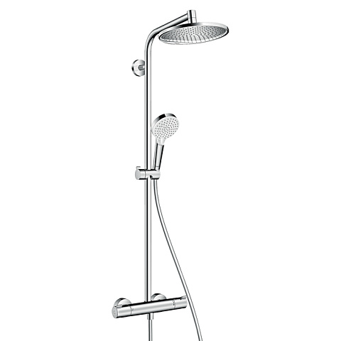 Hansgrohe HG Crometta S Душевая система Showerpipe: верх.душ 240 1jet, ручн.душ, шланг, смеситель для душа, EcoSmart, цвет: хром, 27268000