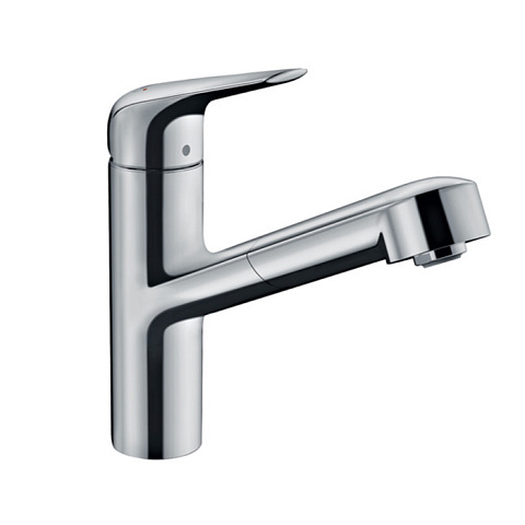 Hansgrohe HG Focus M42 Кухонный смеситель на 1 отв, однорычажный, поворотный излив 206мм с вытяжным душем, 1jet, h150м, 1jet, цвет: хром, 71814000