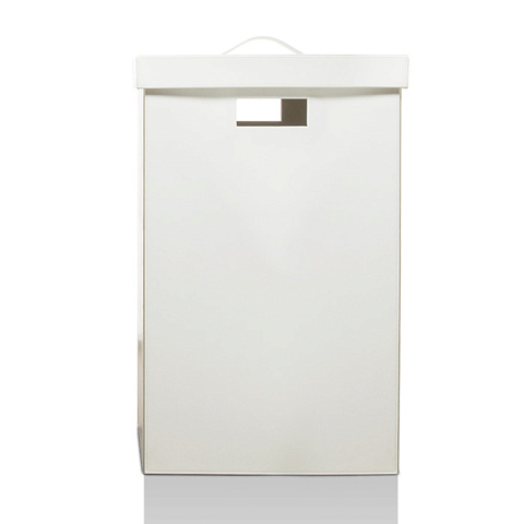 Decor Walther Brownie WB Корзина для белья 38.5x38.5x60.5, с крышкой, цвет: белая кожа, 0924750