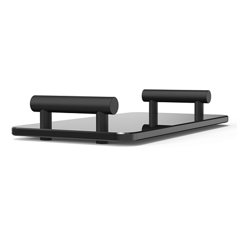 Decor Walther Bar Tab Поднос с ручками, стеклянный, цвет: матовый черный / черное стекло, 0857060