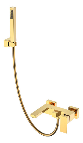 Смеситель для ванны с душем Boheme Qubic Shine Gold 473-G