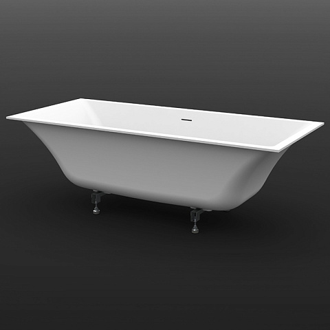 KNIEF Shape Selected Ванна встраиваемая, 180x80xH60cм, с щелевым переливо click-clack, белая мат(с комплектом ножек), 0600-750-01