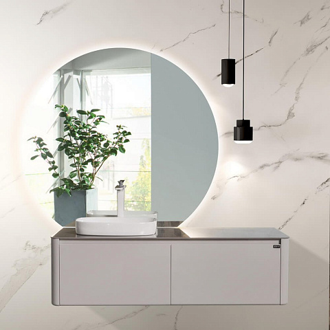 Тумба с раковиной Black&White U915.1400L Blum металлический ящик, керамогранит / раковина (1400x545x400)