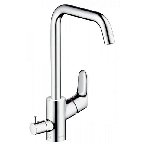 Hansgrohe HG Focus Смеситель для кухни, на 1 отв., поворотный излив 204мм, h283мм, 1jet, с запорным вентилем, цвет: хром, 31823000