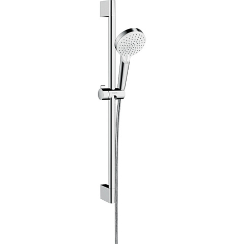 Hansgrohe HG Crometta Vario Unica Душевой набор: штанга 650mm, ручной душ, 2jet (Rain, IntenseRain), EcoSmart, шланг, цвет: белый/хром, 26534400