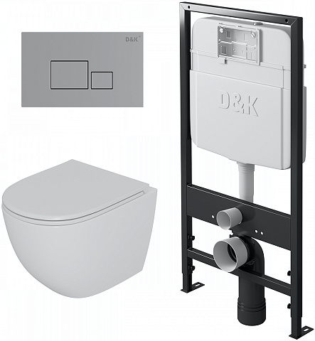 Унитаз подвесной с инсталляцией, сиденьем и клавишей смыва D&K Matrix DS1391606