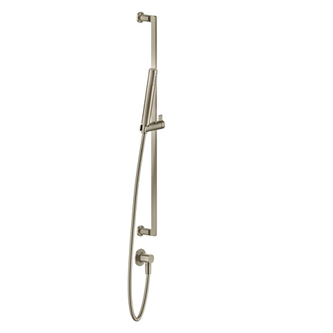 GESSI INCISO Штанга в комплекте с душевой лейкой, шланг 1,50 м, вывод воды из стены, цвет: Finox Brushed Nickel, 58142#149
