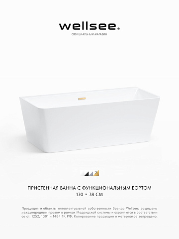 Акционный набор 2 в 1 Wellsee Bromance акриловая ванна пристенная 170x78 с сифоном 231601004