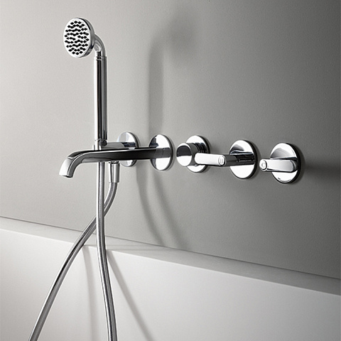 Fantini Icona Deco Смеситель для душа, встраиваемый, на 2 источника, излив 200мм, с ручн.душем, (наружняя часть), цвет: хром, 53 02 R119B
