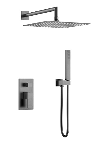 Смеситель встроенный для душа Boheme QUBIC Gun Metal 474-3-GM