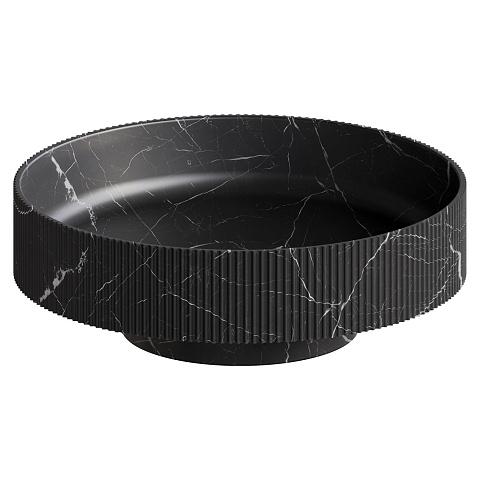 Раковина накладная рифленая Boheme SOLE Corian 400*130 Nero Marquina 801-R-NM