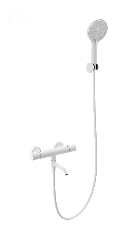 Смеситель для ванны с душем и термостатом WONZON & WOGHAND INN 1, Белый матовый WW-B3013-A1-MW