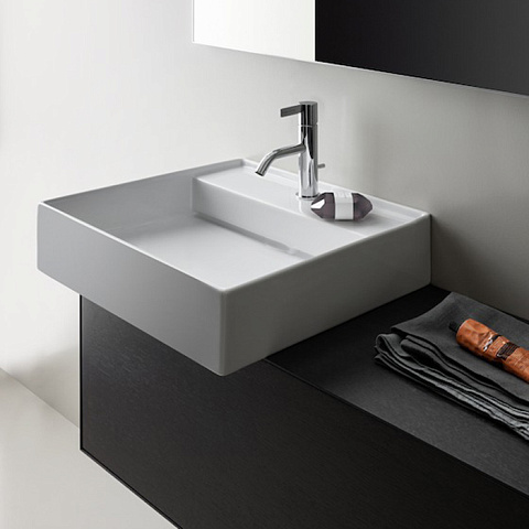 Laufen Kartell Раковина 460x460х120мм без перелива, с 1 отв. под смеситель, со скр сливом, с покр. LLC, цвет: белый, 8.1533.1.400.111.1