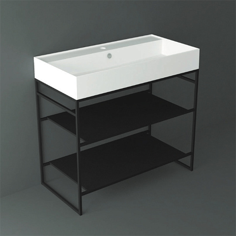 SIMAS AGILE Структура металлическая 91x46xh72 см, напольная, для раковины AG91, с 2 полками, цвет черный матовый, AGSA91