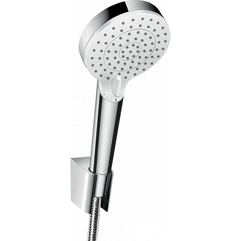 Hansgrohe HG Crometta Vario Душевой набор: ручной душ 100, 2jet (Rain, IntenseRain), EcoSmart, шланг 1,6м, держатель, цвет: белый/хром, 26694400