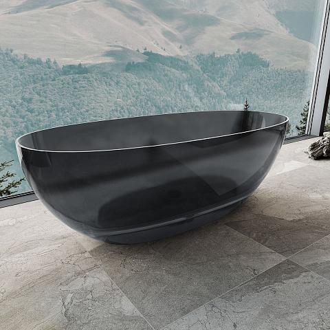 Ванна прозрачна Vincea VBT-6T01B, 1700x750x550, цвет черный